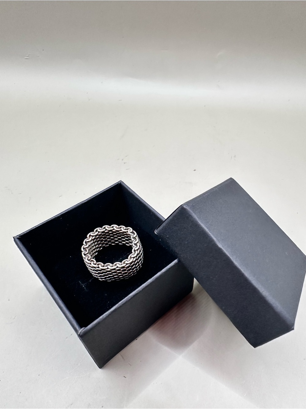 Tiffany & Co. Somerset Mesh Ring Sterling Silver 925 Size 7.5 Wide Band